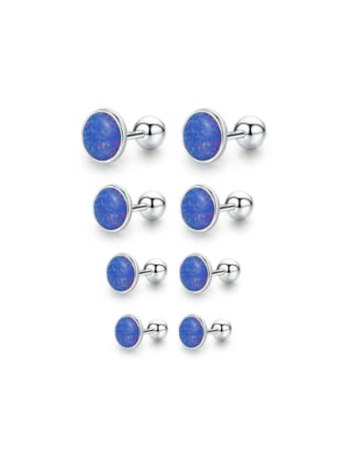 925 Sterling Silver Synthetic Opal Geometric Dainty Stud Earring
