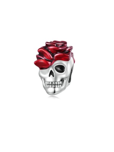 custom Skull 925 Sterling Silver Enamel Hip Hop Skull Pendant