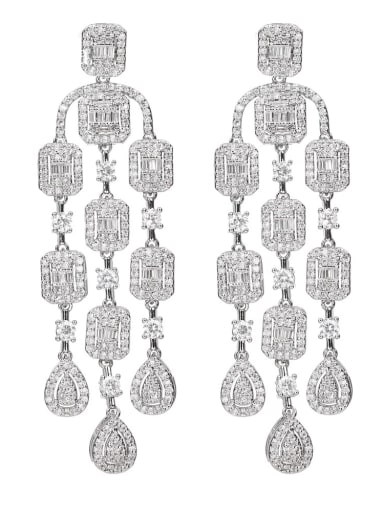Brass Cubic Zirconia White Luxury Earring
