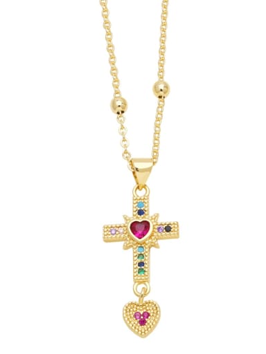 A Brass Cubic Zirconia Cross Hip Hop Regligious Necklace