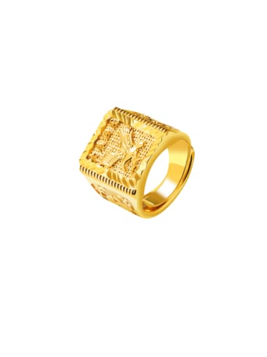 Brass Geometric Vintage Men's Band Ring