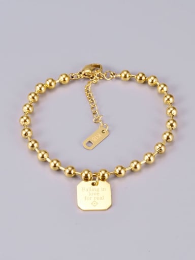 Gold bracelet square Titanium Bead Heart Classic Beaded Bracelet