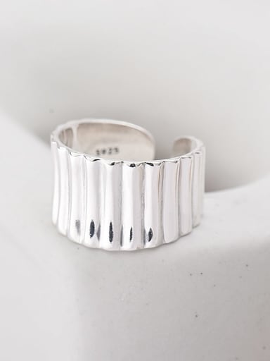 925 Sterling Silver  Vintage Striped Geometric Band Ring