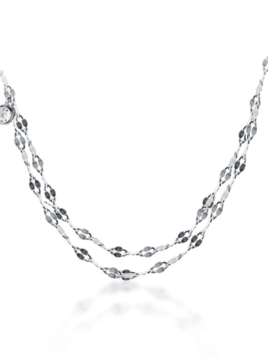 925 Sterling Silver Minimalist Multi  Chain Strand Necklace