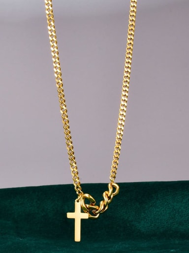 Titanium Cross pendant  Minimalist hollow chain Necklace