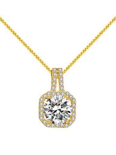 18K gold (without chain) 925 Sterling Silver Cubic Zirconia Geometric Minimalist Necklace