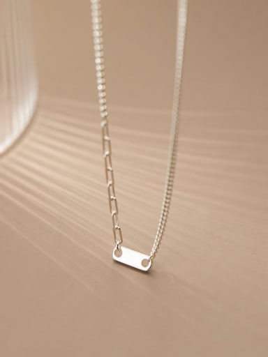 925 Sterling Silver Asymmetric smooth beads  Minimalist Necklace