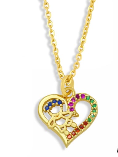 boy Brass Cubic Zirconia Heart Minimalist Necklace