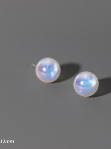 S925 silver 12mm 925 Sterling Silver Imitation Pearl Round Minimalist Stud Earring