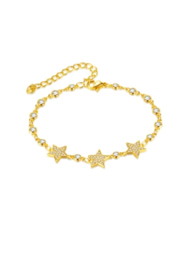 Brass Cubic Zirconia Star Hip Hop Bracelet