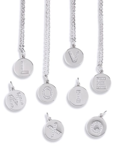 Silver letters  Photographed remarks let Brass Cubic Zirconia Minimalist ABC 26 letter Options Necklace