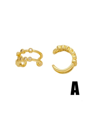 Brass Cubic Zirconia Clover Hip Hop Clip Earring