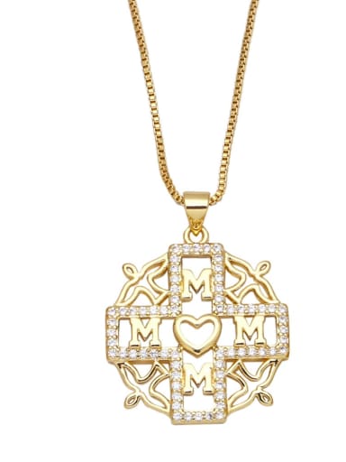 B Brass Cubic Zirconia Letter Vintage Heart Pendant  Necklace