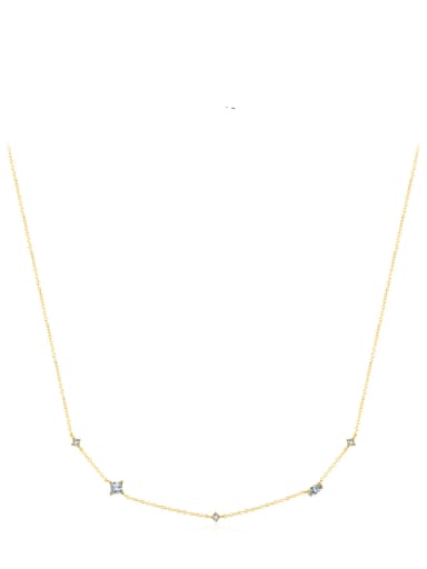 golden 925 Sterling Silver Cubic Zirconia Geometric Dainty Necklace