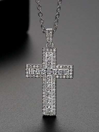 Copper  Dainty Cubic Zirconia Cross Pendant  Necklace