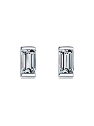 925 Sterling Silver Cubic Zirconia Rectangle Minimalist Stud Earring