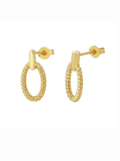 Brass Geometric Minimalist Weave Twist Oval Stud Earring