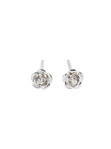 925 Sterling Silver Cubic Zirconia Flower Minimalist Stud Earring