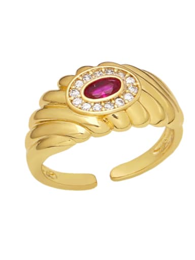 Rose red Brass Cubic Zirconia Evil Eye Vintage Band Ring
