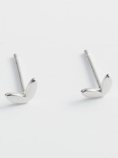 925 Sterling Silver Smooth Leaf Minimalist Stud Earring