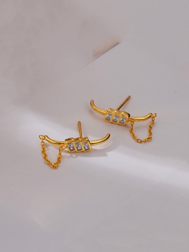 ES2302 gold 925 Sterling Silver Cubic Zirconia Geometric Minimalist Huggie Earring