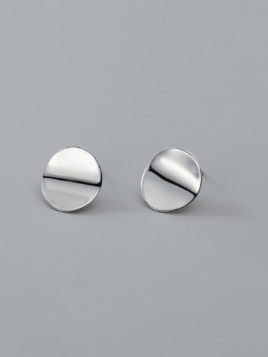 silver 925 Sterling Silver Round Minimalist Stud Earring