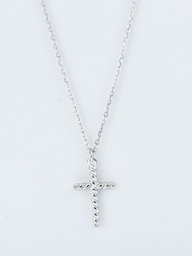 Platinum 925 Sterling Silver Cross Minimalist Pendant Necklace