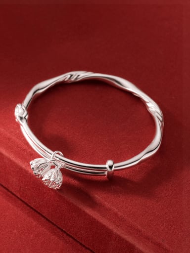 925 Sterling Silver Flower Minimalist Set Bangle