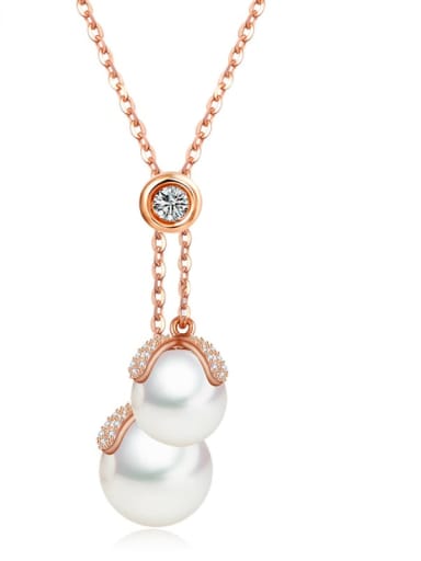 Copper Imitation Pearl Ball Pendant  Minimalist Necklace