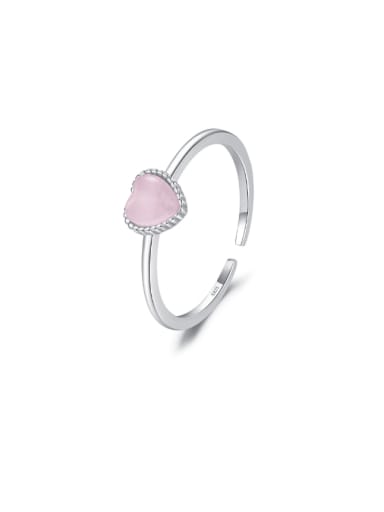 925 Sterling Silver Cats Eye Heart Dainty Band Ring
