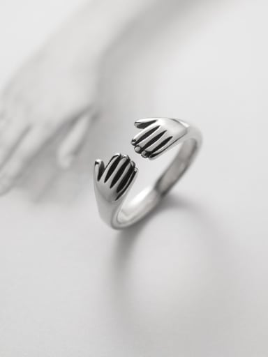 925 Sterling Silver Palm Vintage Band Ring