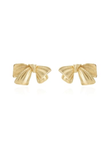 Gold 925 Sterling Silver Bowknot Minimalist Stud Earring