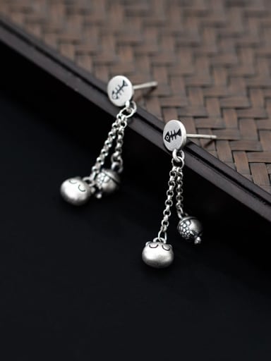 925 Sterling Silver Bead Tassel Minimalist Drop Earring