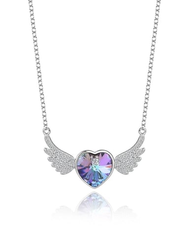 JYXZ 011 (gradual purple) 925 Sterling Silver Austrian Crystal Heart Classic Necklace