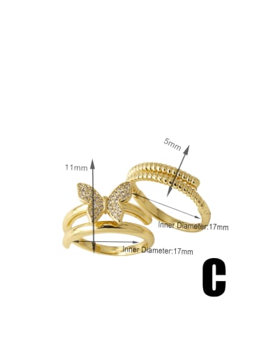 C Brass Cubic Zirconia Boy Trend Stackable Ring