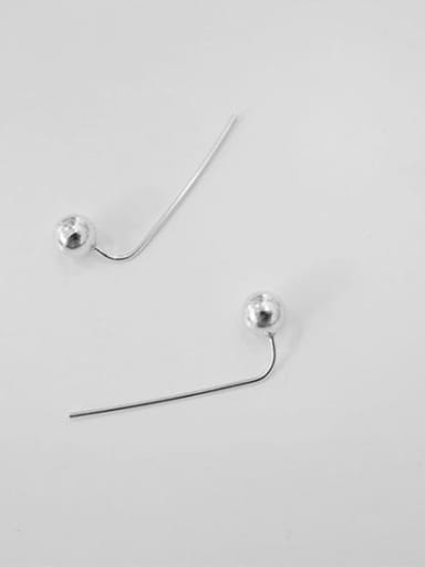 925 Sterling Silver Minimalist  Round  Ball Threader Earring