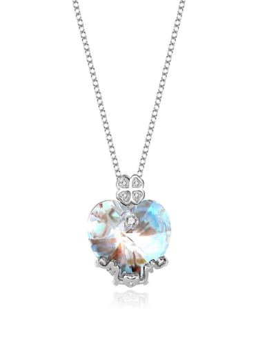 JYXZ 038 (gradient white) 925 Sterling Silver Austrian Crystal Heart Classic Necklace