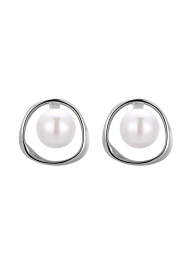 White gold irregular pearl 925 Sterling Silver Imitation Pearl Geometric Minimalist Stud Earring