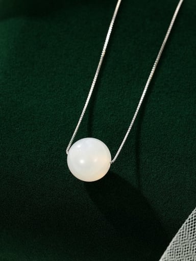 NS1088 ? 12mm ? 925 Sterling Silver Bead Round Minimalist Necklace