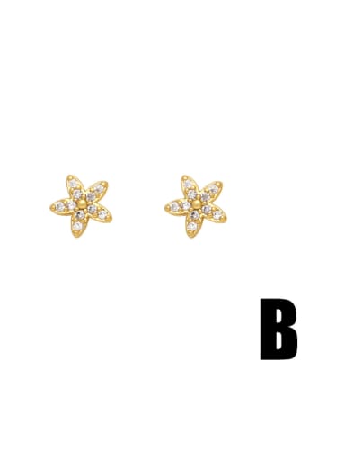 B Brass Cubic Zirconia Star Dainty Stud Earring