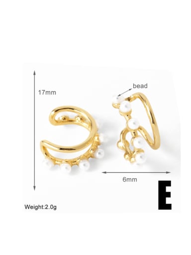 E Brass Imitation Pearl Geometric Minimalist Clip Earring