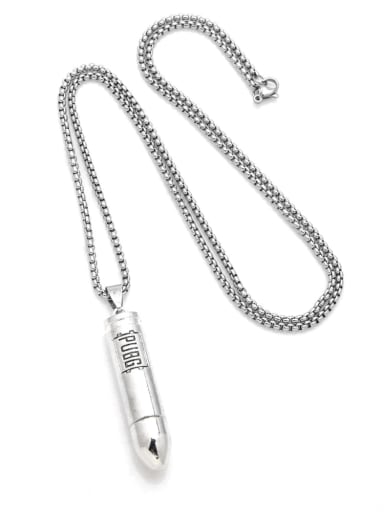 custom Stainless steel Bullet Hip Hop Long Strand Necklace