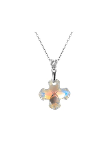 925 Sterling Silver Austrian Crystal Cross Dainty Necklace