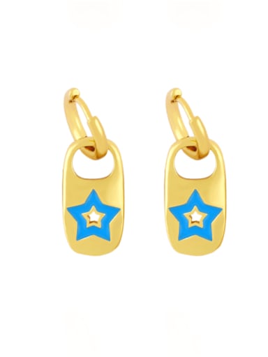 Sky blue Brass Enamel Star Minimalist Huggie Earring
