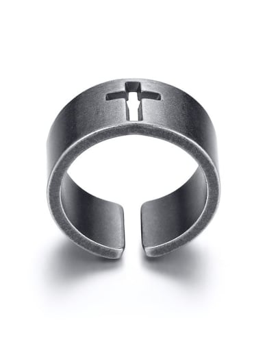 Stainless steel Geometric Hollow Cross Minimalist Band Ring
