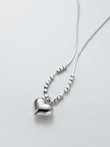 Silver 925 Sterling Silver Heart Minimalist Necklace