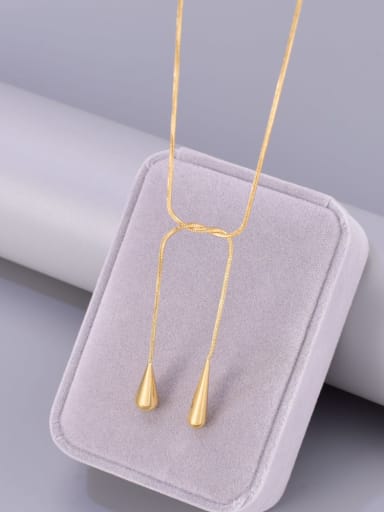 18K Gold Titanium Steel Water Drop Minimalist Snake Bone Chain Necklace