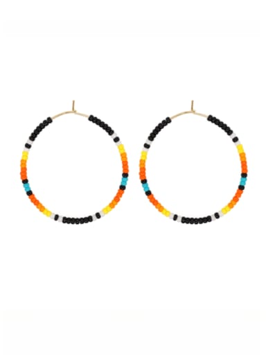MI E220006B Multi Color Miyuki Millet Bead  Geometric Bohemia  Handmade Beaded Hoop Earring