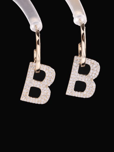 Brass Cubic Zirconia Letter Luxury Huggie Earring