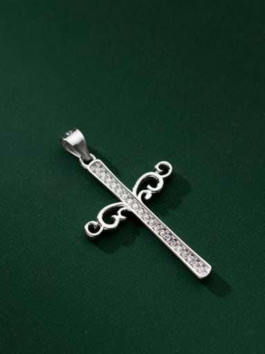 925 Sterling Silver Cubic Zirconia Minimalist Cross   Pendant